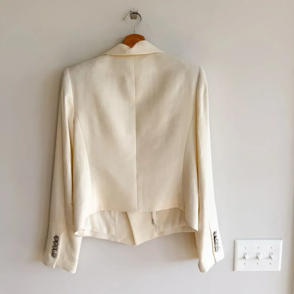 Veronica Beard Hosanna Linen Blend Single-Breasted Blazer Jacket White 12 - Picture 4 of 12